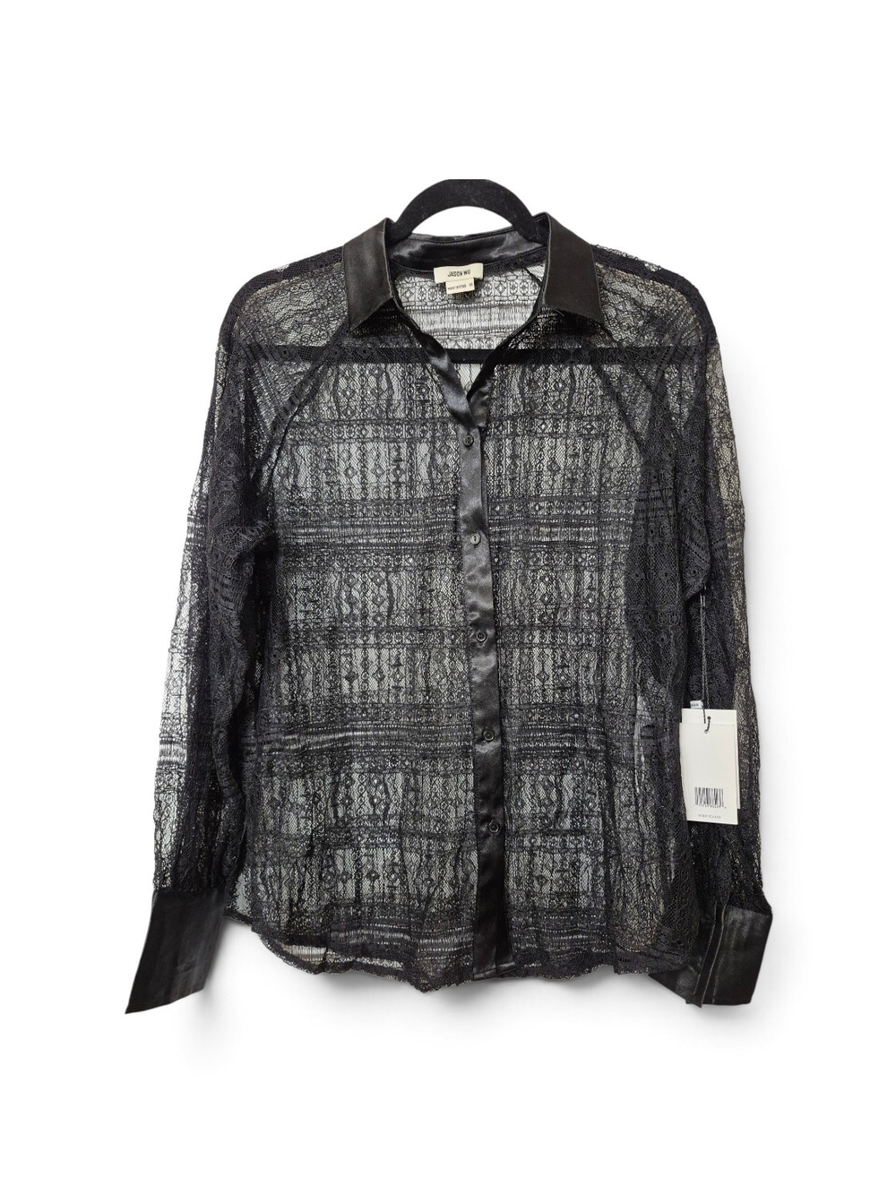 Jason Wu NWT Black Sheer Lace Button-Up Shirt XS